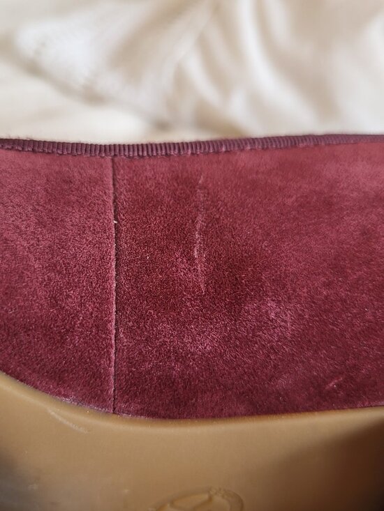 Michael Kors Mindy Flex Plum Burgundy Suede Ballet Flats Gold MK Logo Size 8 - Picture 8 of 14